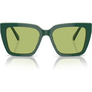Swarovski womens Sk6013 Square Sunglasses(Green/Light Green Mirrored Silver)