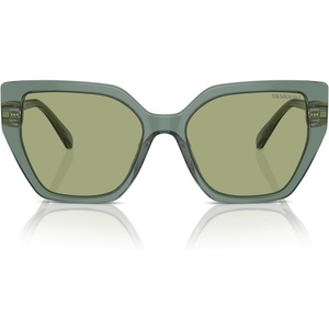 Swarovski womens Sk6016 Cat Eye Sunglasses(Transparent Green/Dark Green)