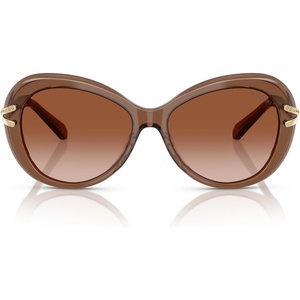 Swarovski womens Sk6026f Low Bridge Fit Butterfly Sunglasses(Transparent Brown/Gradient Brown)