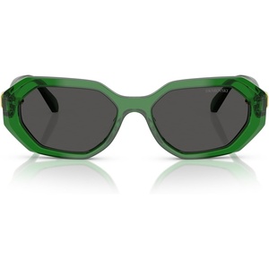 Swarovski womens Sk6028 Hexagonal Sunglasses(Transparent Green/Dark Grey)