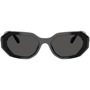 Swarovski womens Sk6028f Low Bridge Fit Hexagonal Sunglasses(Black/Dark Grey)