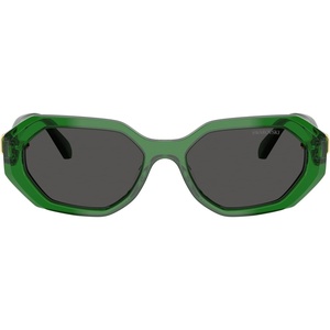 Swarovski womens Sk6028f Low Bridge Fit Hexagonal Sunglasses(Transparent Green/Dark Grey)