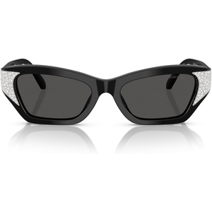 Swarovski womens Sk6029 Cat Eye Sunglasses(Black/Dark Grey)