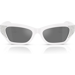 Swarovski womens Sk6029 Cat Eye Sunglasses(Milky Pink/Grey Mirrored Black)