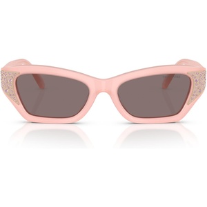 Swarovski womens Sk6029 Cat Eye Sunglasses(Solid White/Light Purple Brown)