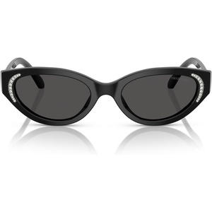 Swarovski womens Sk6030f Low Bridge Fit Round Sunglasses(Black/Dark Grey)