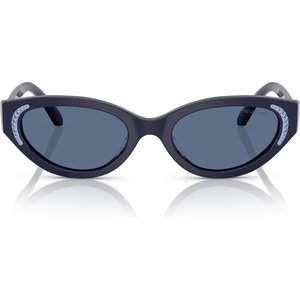 Swarovski womens Sk6030f Low Bridge Fit Round Sunglasses(Blue/Dark Blue)