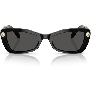 Swarovski womens Sk6033 Butterfly Sunglasses(Black/Dark Grey)