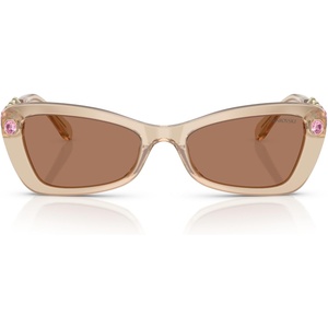 Swarovski womens Sk6033 Butterfly Sunglasses(Milky Beige/Brown)