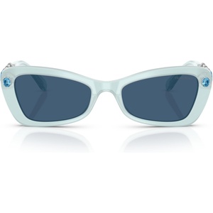 Swarovski womens Sk6033 Butterfly Sunglasses(Milky Blue/Dark Blue)