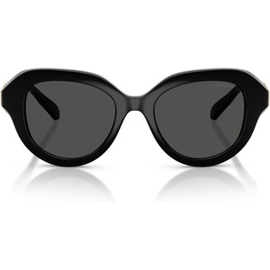 Swarovski womens Sk6037f Low Bridge Fit Round Sunglasses(Black/Dark Grey)