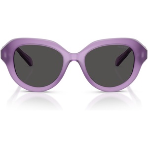 Swarovski womens Sk6037f Low Bridge Fit Round Sunglasses(Milky Lilac/Dark Grey)