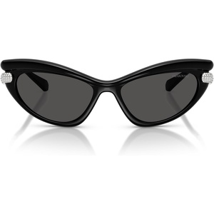 Swarovski womens Sk6038 Cat Eye Sunglasses(Black/Dark Grey)