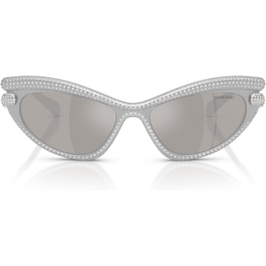 Swarovski womens Sk6038 Cat Eye Sunglasses(Silver/Light Grey Mirrored Silver)