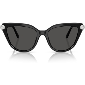 Swarovski womens Sk6039 Cat Eye Sunglasses(Black/Dark Grey)