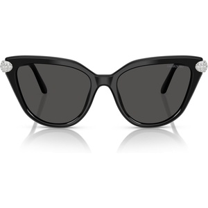 Swarovski womens Sk6039f Low Bridge Fit Cat Eye Sunglasses(Black/Dark Grey)