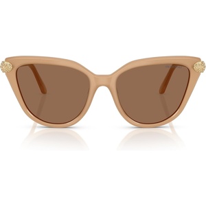 Swarovski womens Sk6039f Low Bridge Fit Cat Eye Sunglasses(Milky Beige/Bronze)