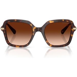 Swarovski womens Sk6040 Square Sunglasses(Havana/Gradient Brown)
