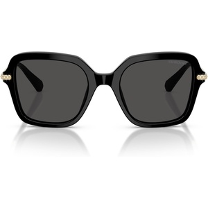 Swarovski womens Sk6040f Low Bridge Fit Square Sunglasses(Black/Dark Grey)