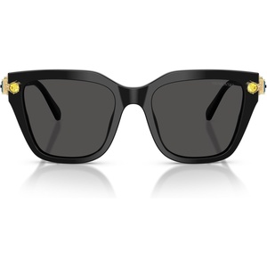 Swarovski womens Sk6041f Low Bridge Fit Square Sunglasses(Black/Dark Grey)