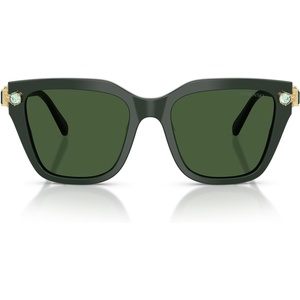 Swarovski womens Sk6041f Low Bridge Fit Square Sunglasses(Dark Green/Dark Green)
