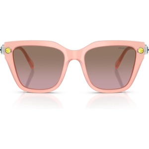 Swarovski womens Sk6041f Low Bridge Fit Square Sunglasses(Milky Pink/Dark Brown Dark Pink Gradient)