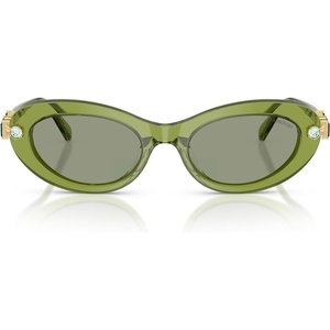 Swarovski womens Sk6042 Oval Sunglasses(Transparent Green/Green)
