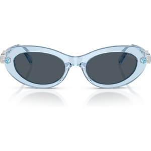 Swarovski womens Sk6042 Oval Sunglasses(Transparent Light Blue/Dark Grey)