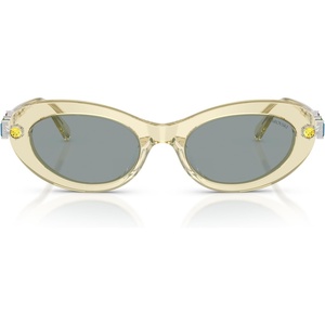 Swarovski womens Sk6042 Oval Sunglasses(Transparent Yellow/Grey)