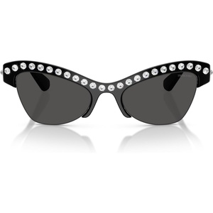 Swarovski womens Sk6043 Butterfly Sunglasses(Black/Dark Grey)