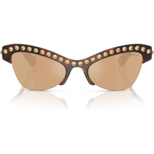 Swarovski womens Sk6043 Butterfly Sunglasses(Havana/Dark Brown Mirrored Rose Gold)