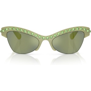 Swarovski womens Sk6043 Butterfly Sunglasses(Milky Green/Green Mirrored Green)