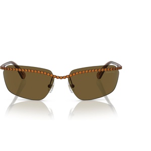 Swarovski womens Sk7001 Rectangular Sunglasses(Brown/Dark Brown)