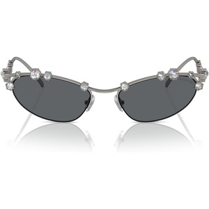 Swarovski womens Sk7016 Cat Eye Sunglasses(Black/Dark Grey Polarized)