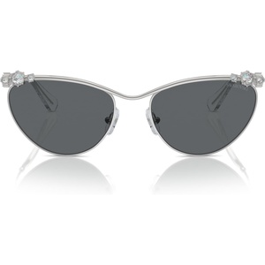 Swarovski womens Sk7017 Cat Eye Sunglasses(Silver/Dark Grey)