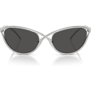 Swarovski womens Sk7025 Cat Eye Sunglasses(Silver/Dark Grey)