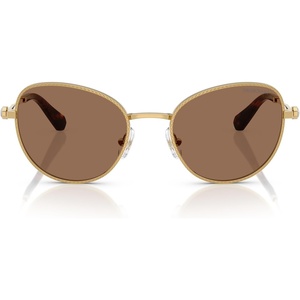 Swarovski womens Sk7032 Round Sunglasses(Gold/Dark Brown)