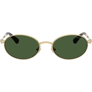 Swarovski womens Sk7033 Oval Sunglasses(Gold/Dark Green)