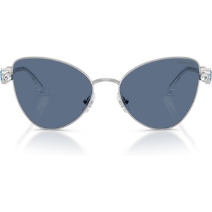 Swarovski womens Sk7034 Butterfly Sunglasses(Silver/Dark Blue)
