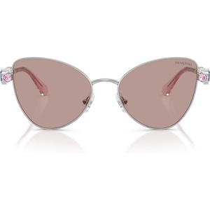 Swarovski womens Sk7034 Butterfly Sunglasses(Silver/Light Purple Brown)